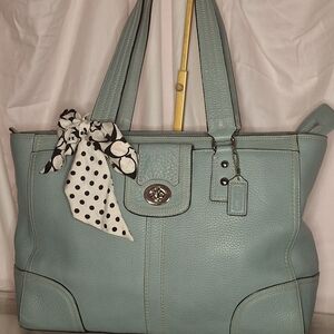 Coach Light Blue Leather Tote